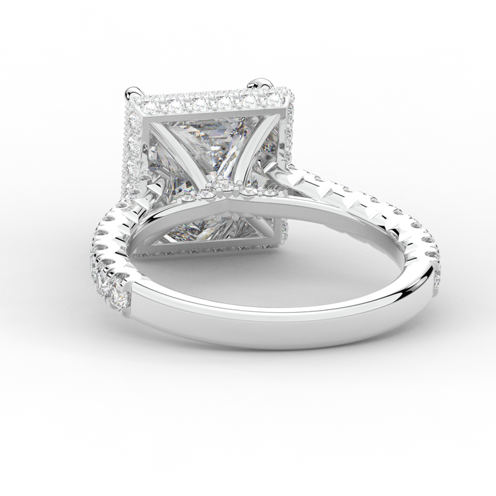 3.90CT.TW PRINCESS LAB DIAMOND HALO ENGAGEMENT RING - Nazarelle