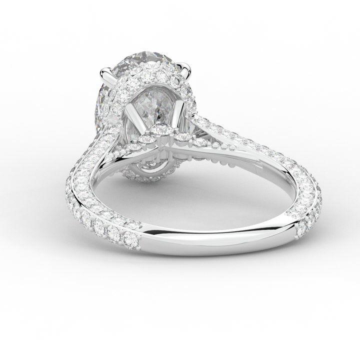4.00CT.TW OVAL LAB DIAMOND UNDERHALO SOLITAIRE ENGAGEMENT RING - Nazarelle