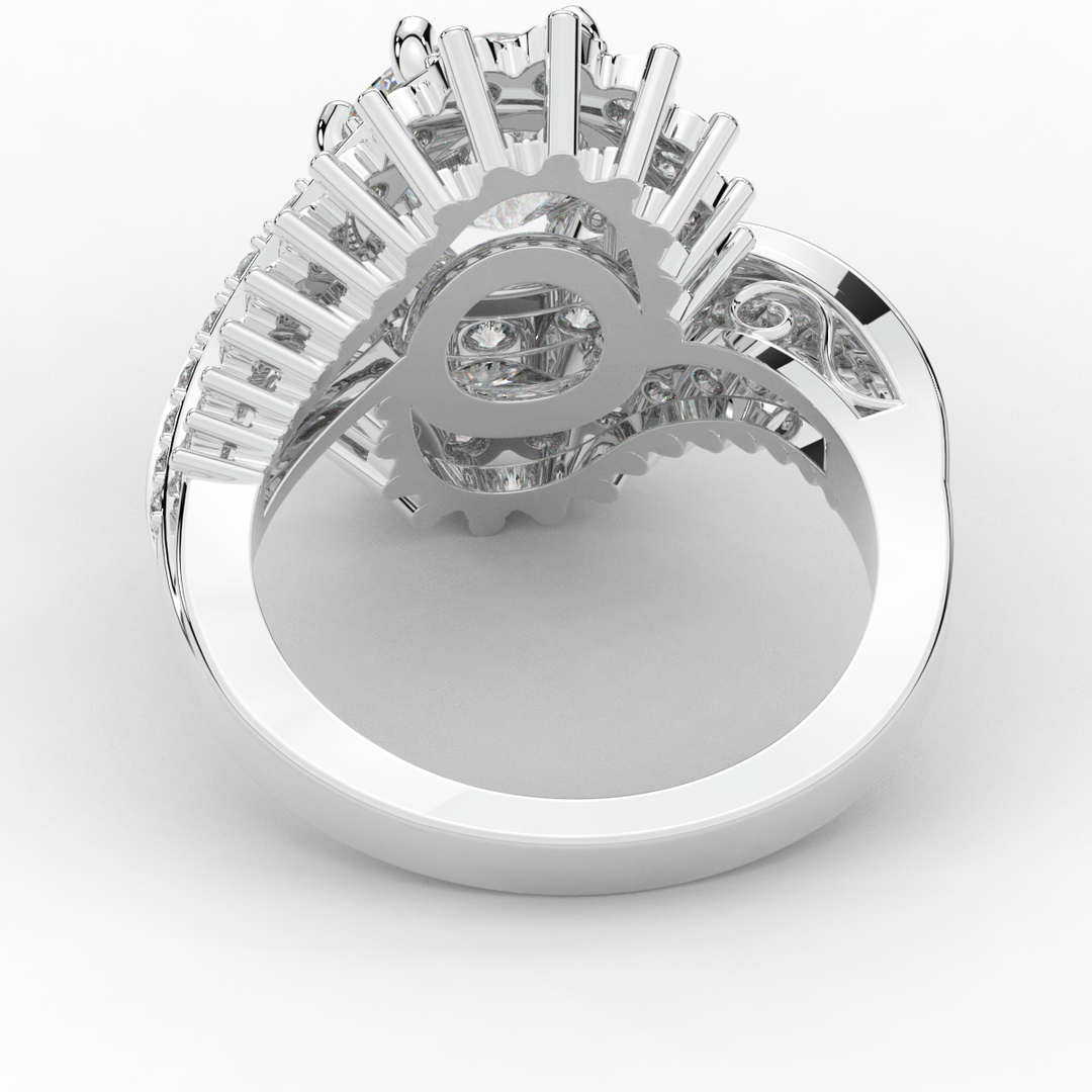 3.35CT.TW ROUND LAB DIAMOND BYPASS HALO ENGAGEMENT RING - Nazarelle