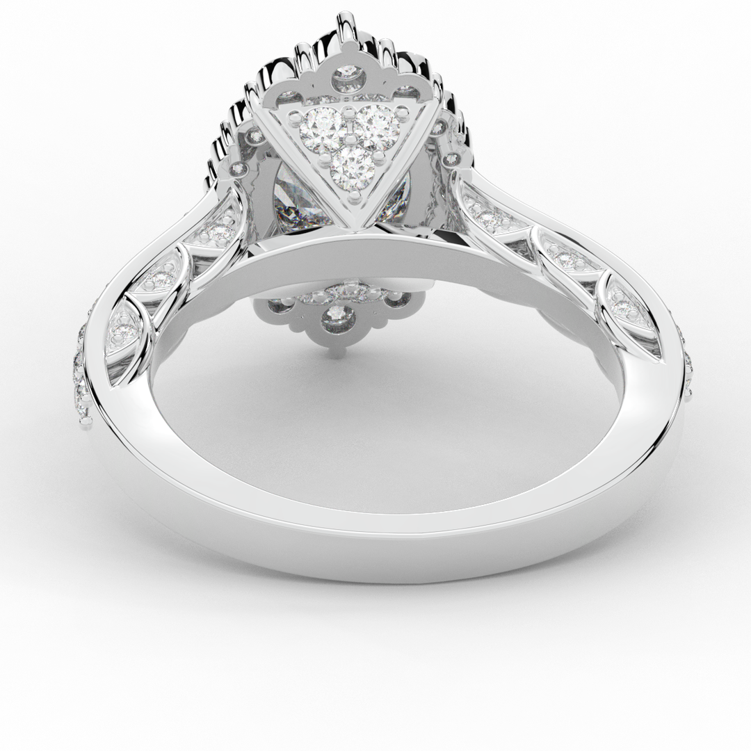 1.75CT.TW OVAL LAB DIAMOND HALO ENGAGEMENT RING - Nazarelle