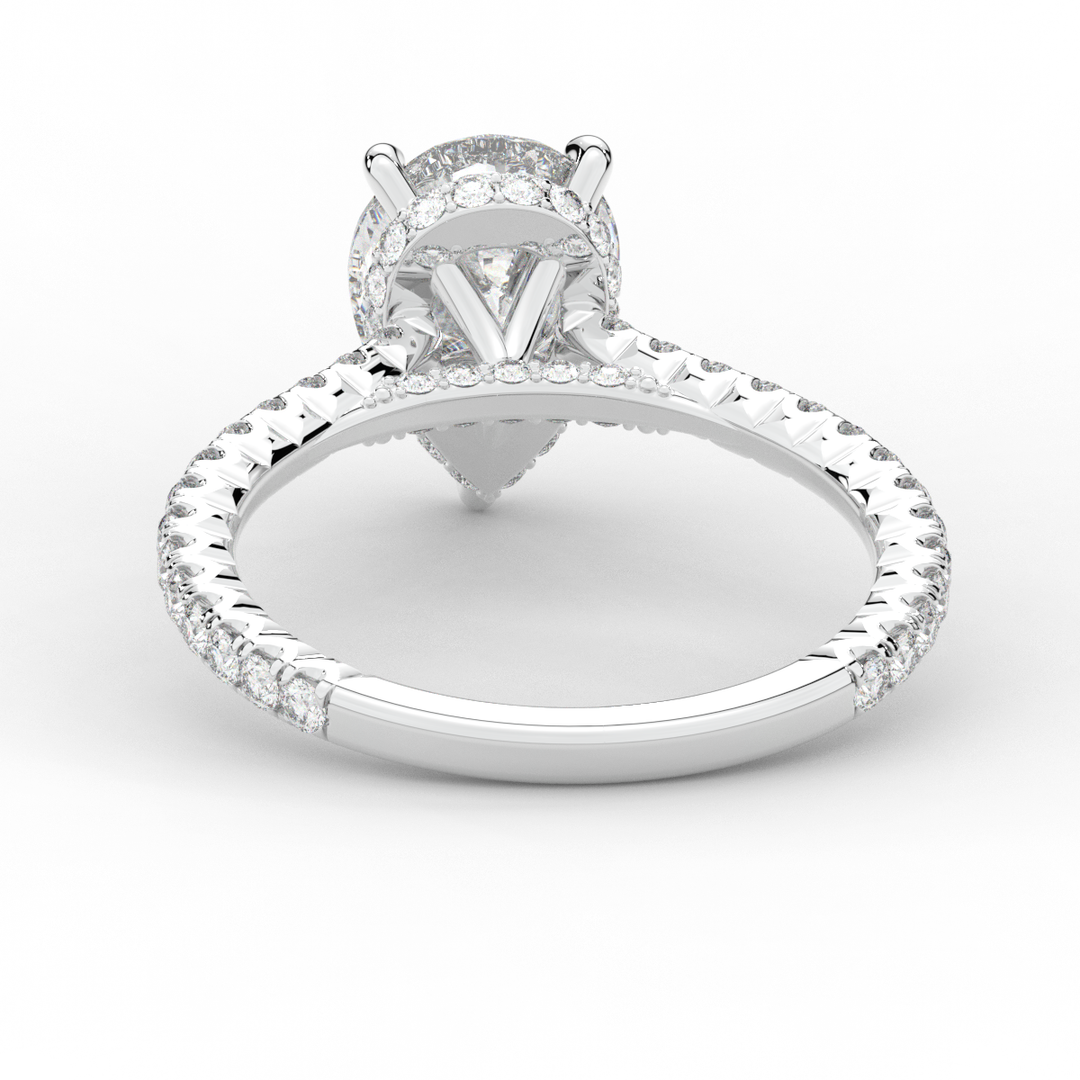 2.50CT.TW PEAR LAB DIAMOND UNDERHALO SOLITAIRE ENGAGEMENT RING - Nazarelle