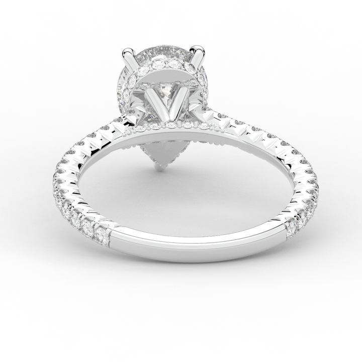 2.50CT.TW PEAR LAB DIAMOND UNDERHALO SOLITAIRE ENGAGEMENT RING - Nazarelle