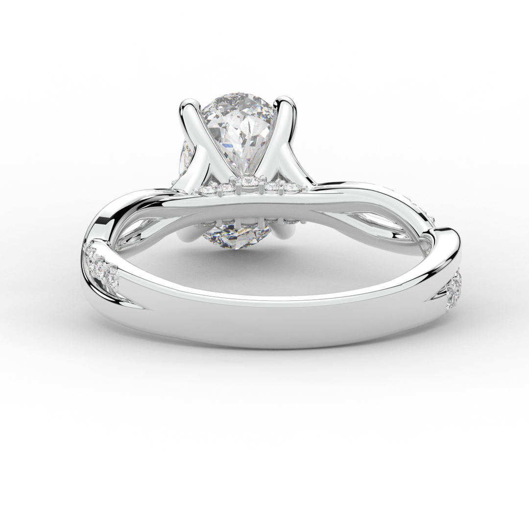 1.70CT.TW OVAL LAB DIAMOND TWIST BAND ENGAGEMENT RING - Nazarelle