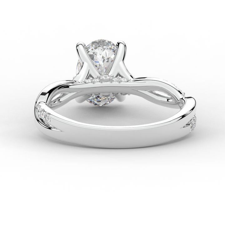 1.70CT.TW OVAL LAB DIAMOND TWIST BAND ENGAGEMENT RING - Nazarelle