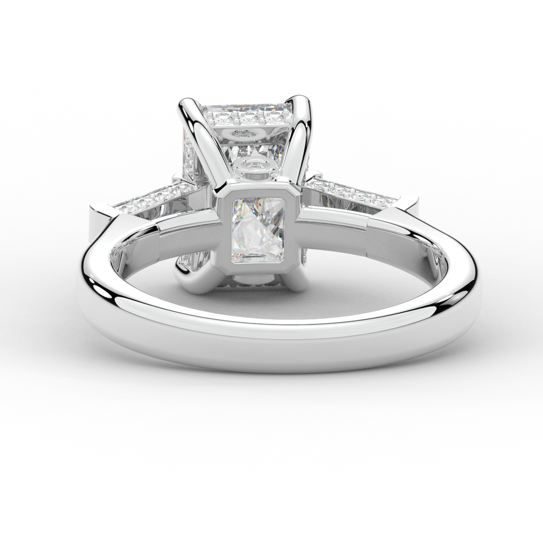 3.45CT.TW RADIANT LAB DIAMOND 3 STONE ENGAGEMENT RING - Nazarelle