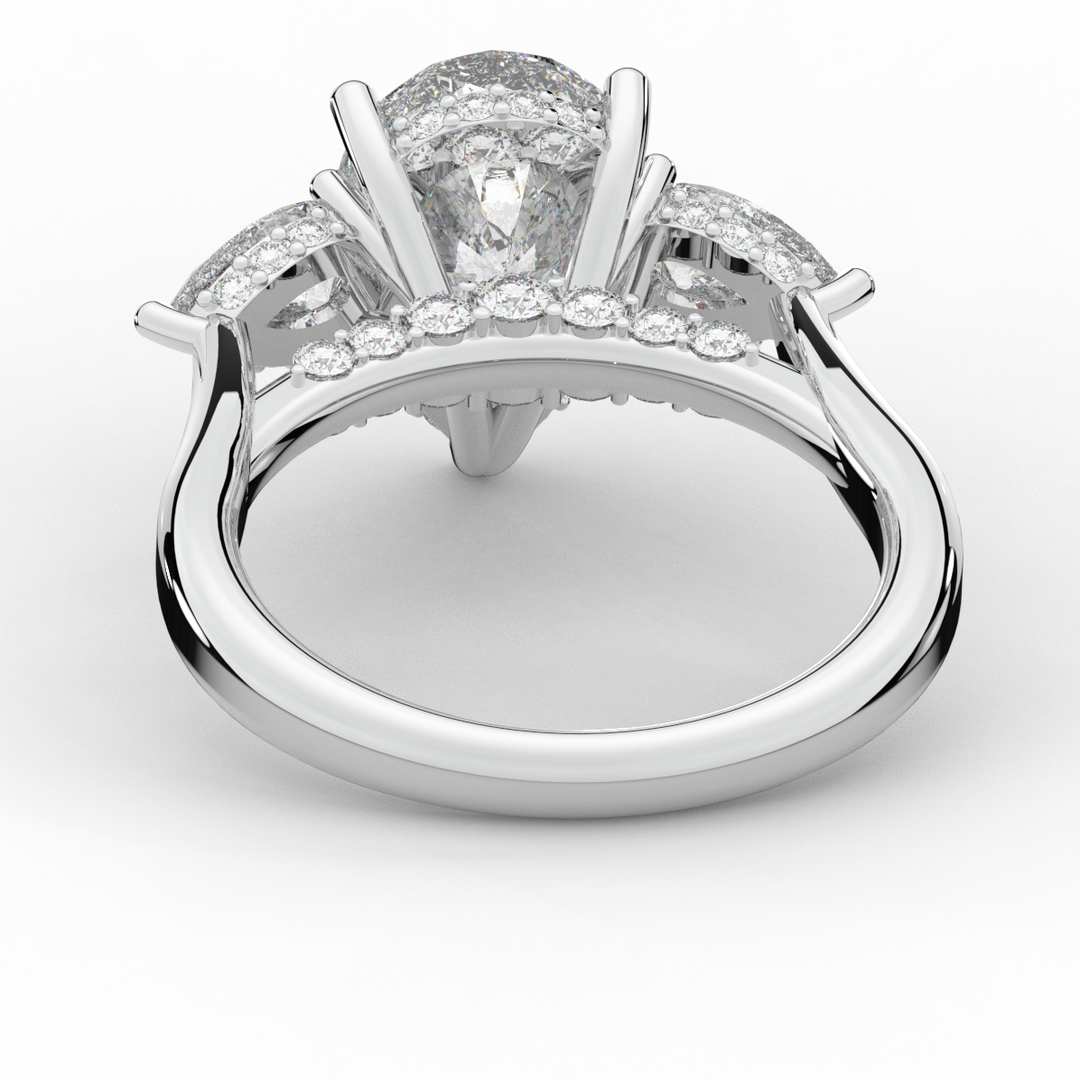 3.70CT.TW PEAR LAB DIAMOND 3 STONE ENGAGEMENT RING - Nazarelle