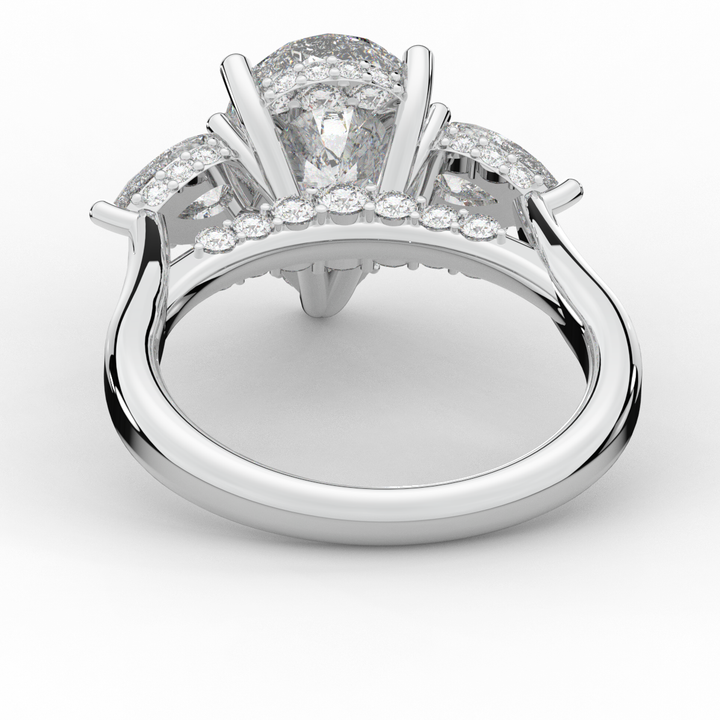 3.70CT.TW PEAR LAB DIAMOND 3 STONE ENGAGEMENT RING - Nazarelle
