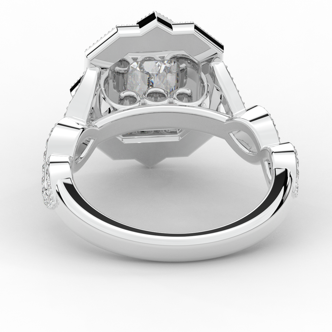 1.90CT.TW EMERALD CUT LAB DIAMOND HALO ENGAGEMENT RING - Nazarelle