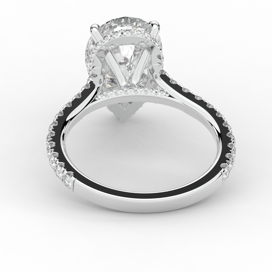 4.60CT.TW PEAR LAB DIAMOND UNDERHALO SOLITAIRE ENGAGEMENT RING - Nazarelle