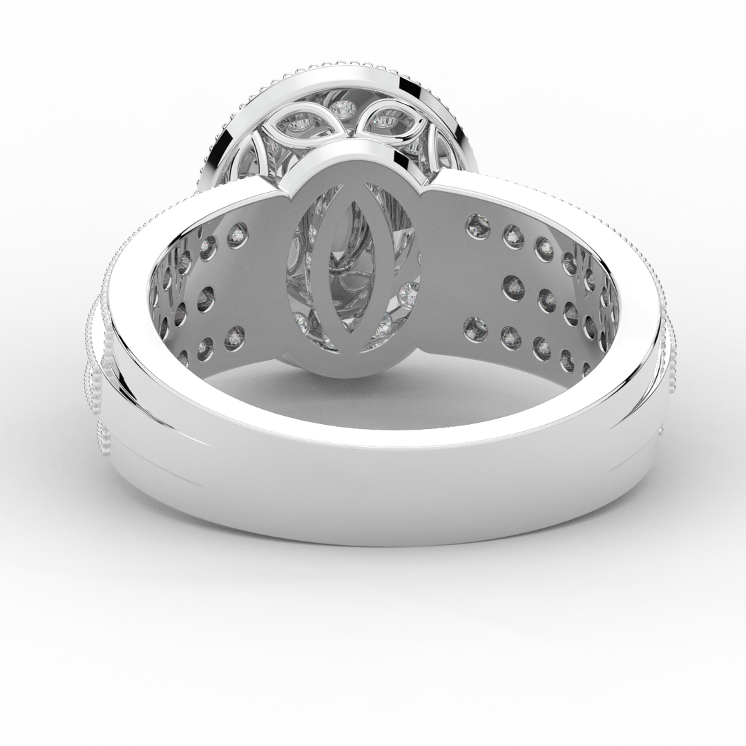 1.80CT.TW OVAL LAB DIAMOND HALO ENGAGEMENT RING - Nazarelle