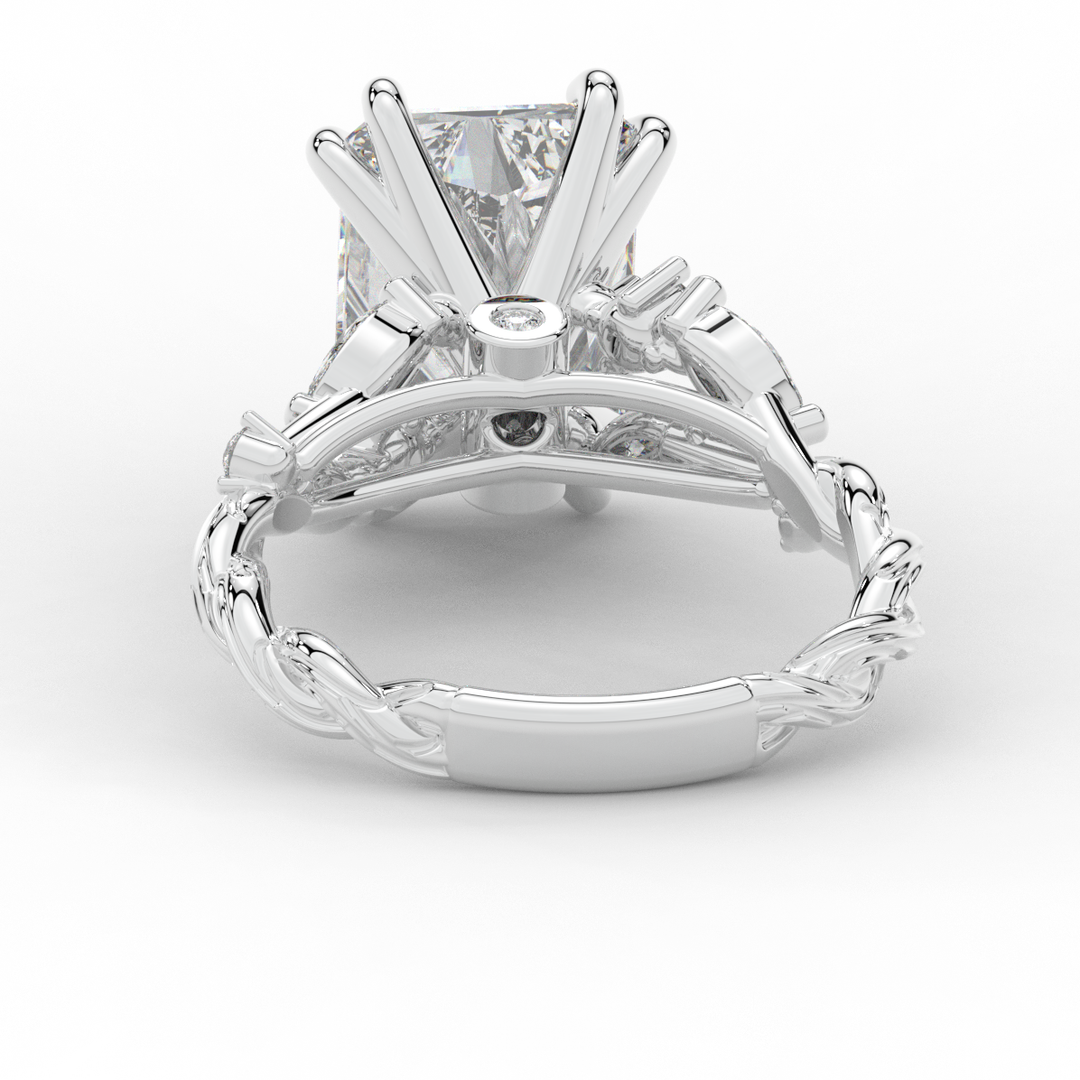 5.30CT.TW RADIANT LAB DIAMOND STYLIZED VINE AND TREE BARK FINISH ENGAGEMENT RING - Nazarelle