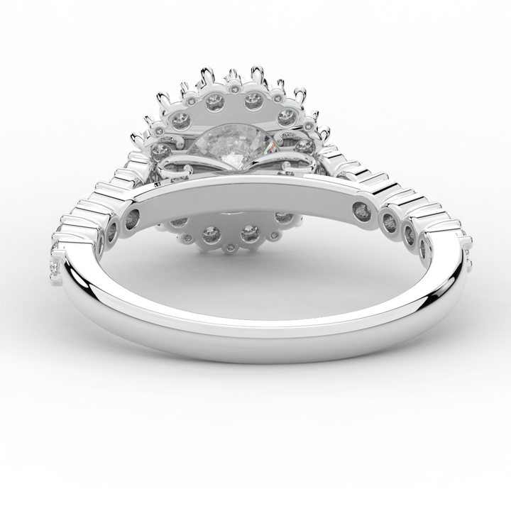 1.60CT.TW ROUND LAB DIAMOND HALO ENGAGEMENT RING - Nazarelle