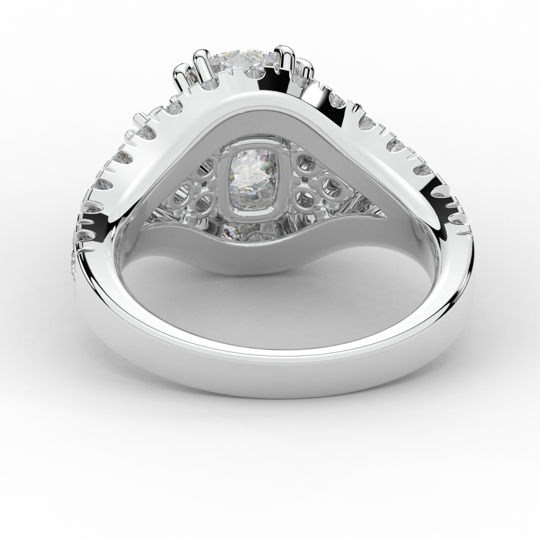 3.10CT.TW CUSHION LAB DIAMOND HALO ENGAGEMENT RING - Nazarelle