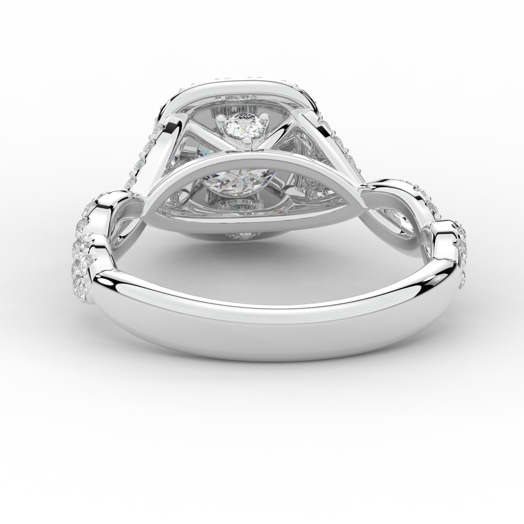1.60CT.TW ROUND LAB DIAMOND HALO TWIST ENGAGEMENT RING - Nazarelle