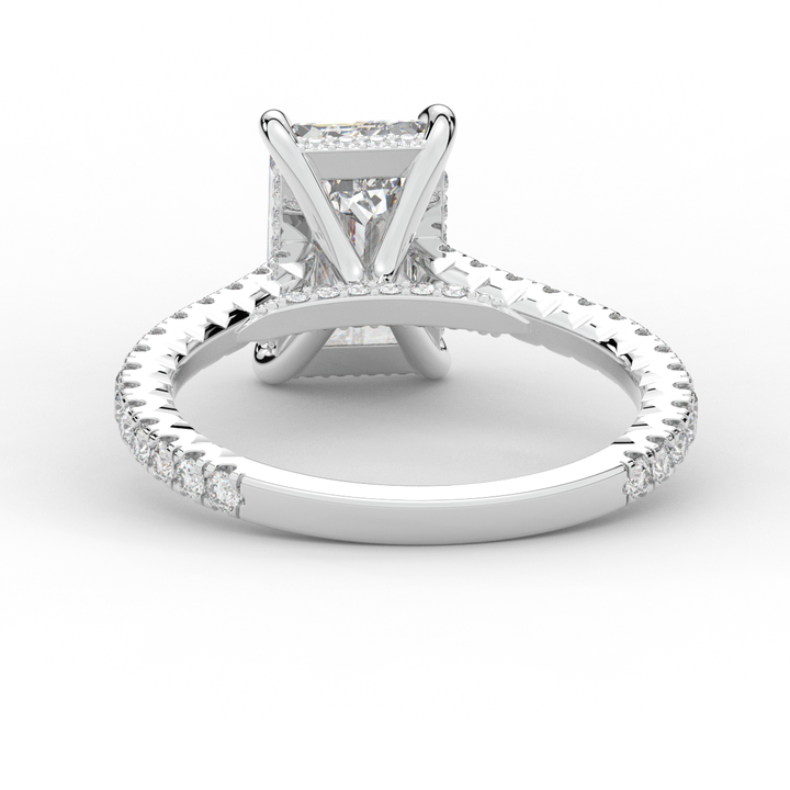3.50CT.TW EMERALD CUT LAB DIAMOND UNDERHALO SOLITAIRE ENGAGEMENT RING - Nazarelle