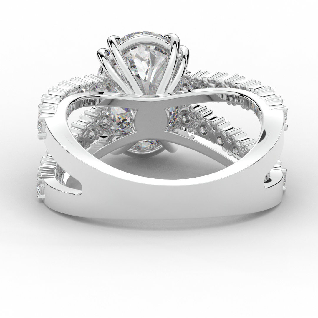 3.75CT.TW OVAL LAB DIAMOND SPLIT BAND ENGAGEMENT RING
