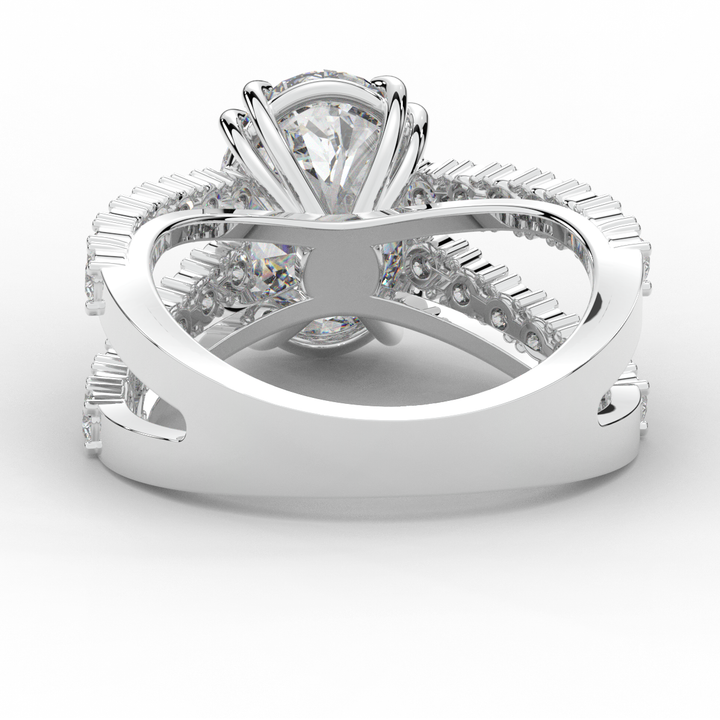 3.75CT.TW OVAL LAB DIAMOND SPLIT BAND ENGAGEMENT RING