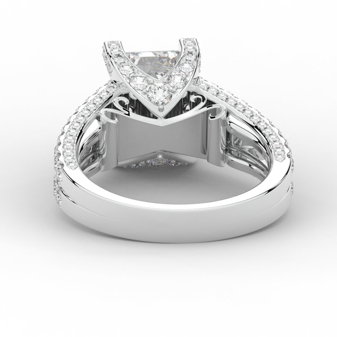 4.60CT.TW EMERALD CUT LAB DIAMOND SPLIT SHANK ENGAGEMENT RING - Nazarelle