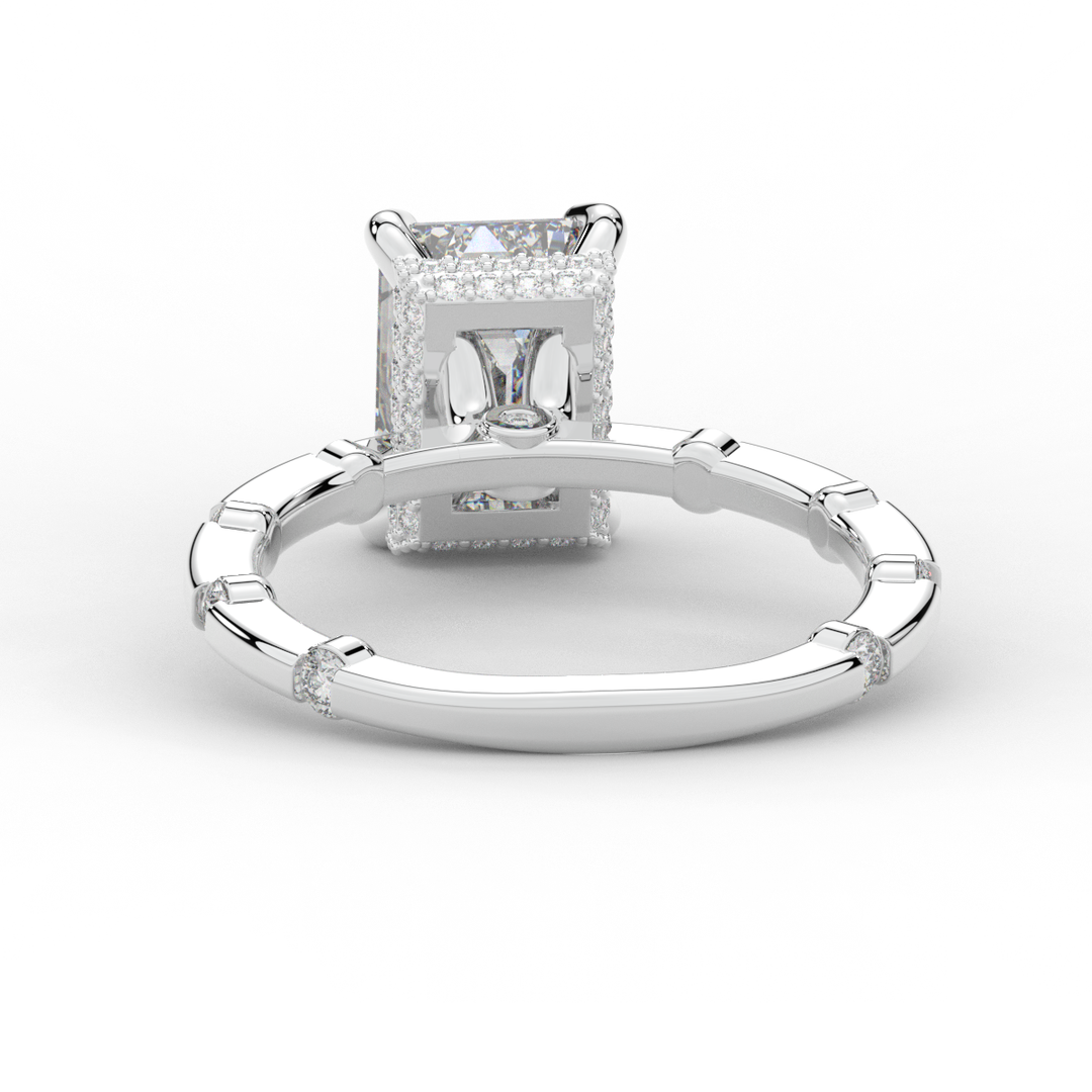 2.60CT.TW RADIANT LAB DIAMOND UNDERHALO SOLITAIRE ENGAGEMENT RING - Nazarelle