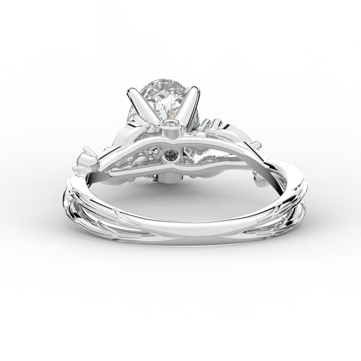 2.25CT.TW OVAL LAB DIAMOND STYLIZED VINE AND TREE BARK FINISH ENGAGEMENT RING - Nazarelle