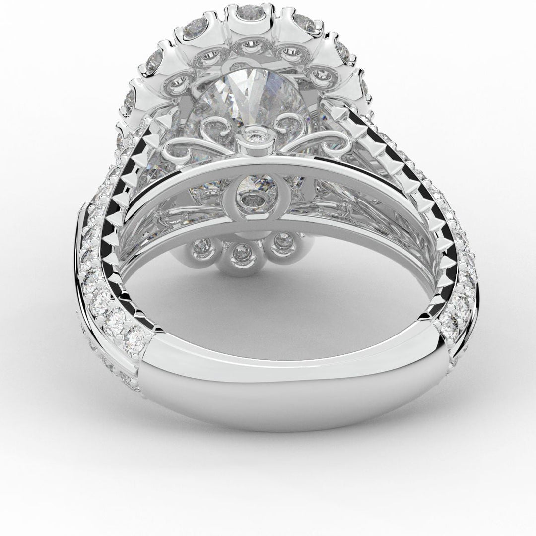 5.75CT.TW OVAL LAB DIAMOND HALO ENGAGEMENT RING - Nazarelle