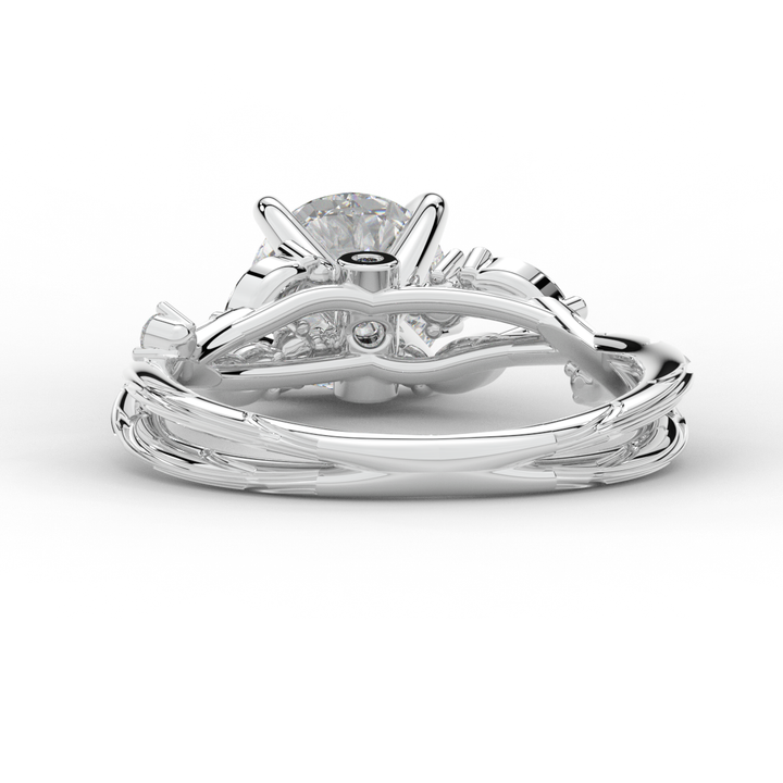 1.75CT.TW ROUND LAB DIAMOND STYLIZED VINE AND TREE BARK FINISH ENGAGEMENT RING - Nazarelle