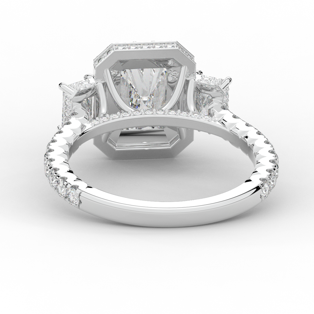 3.20CT.TW RADIANT LAB DIAMOND 3 STONE ENGAGEMENT RING - Nazarelle