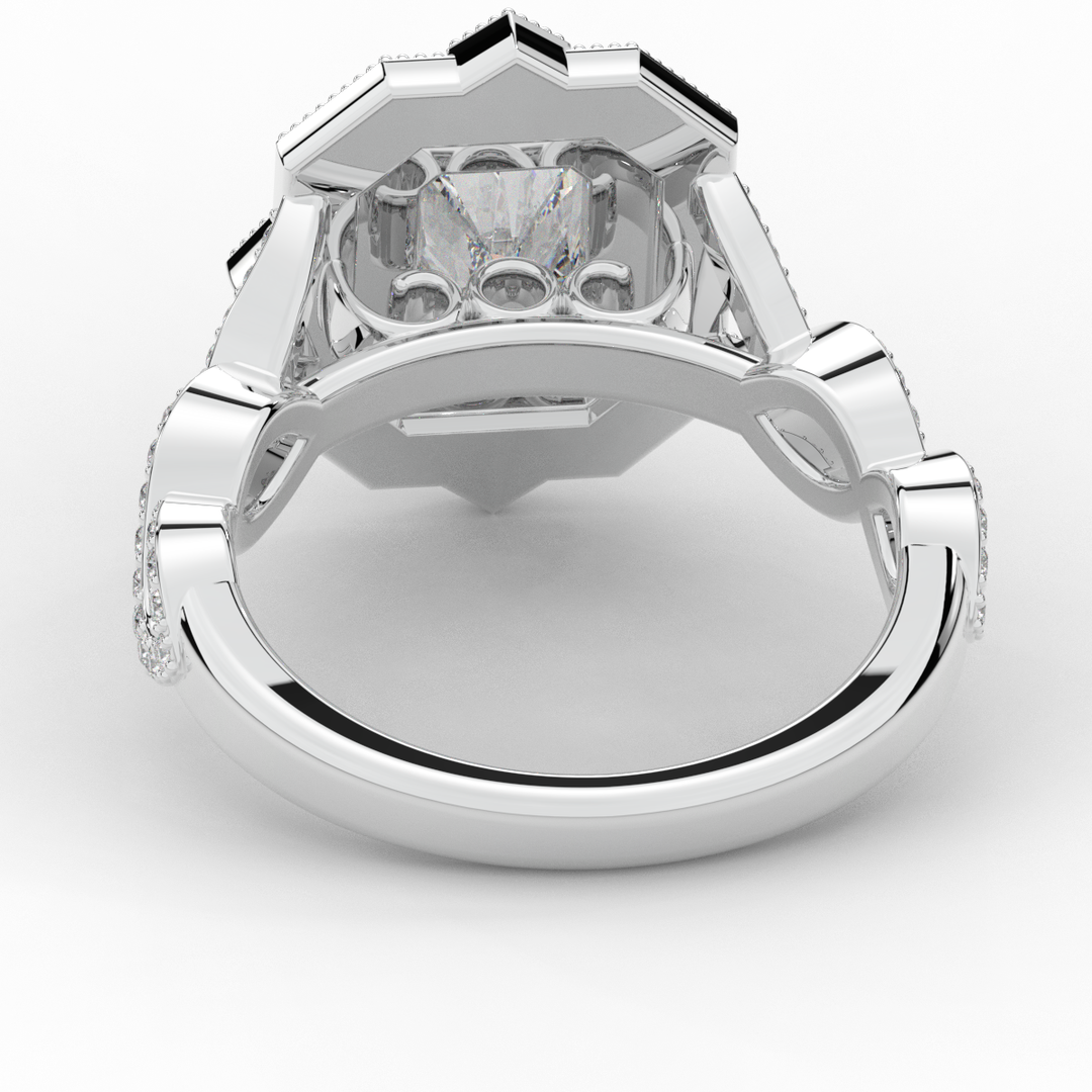 1.90CT.TW RADIANT LAB DIAMOND HALO ENGAGEMENT RING - Nazarelle