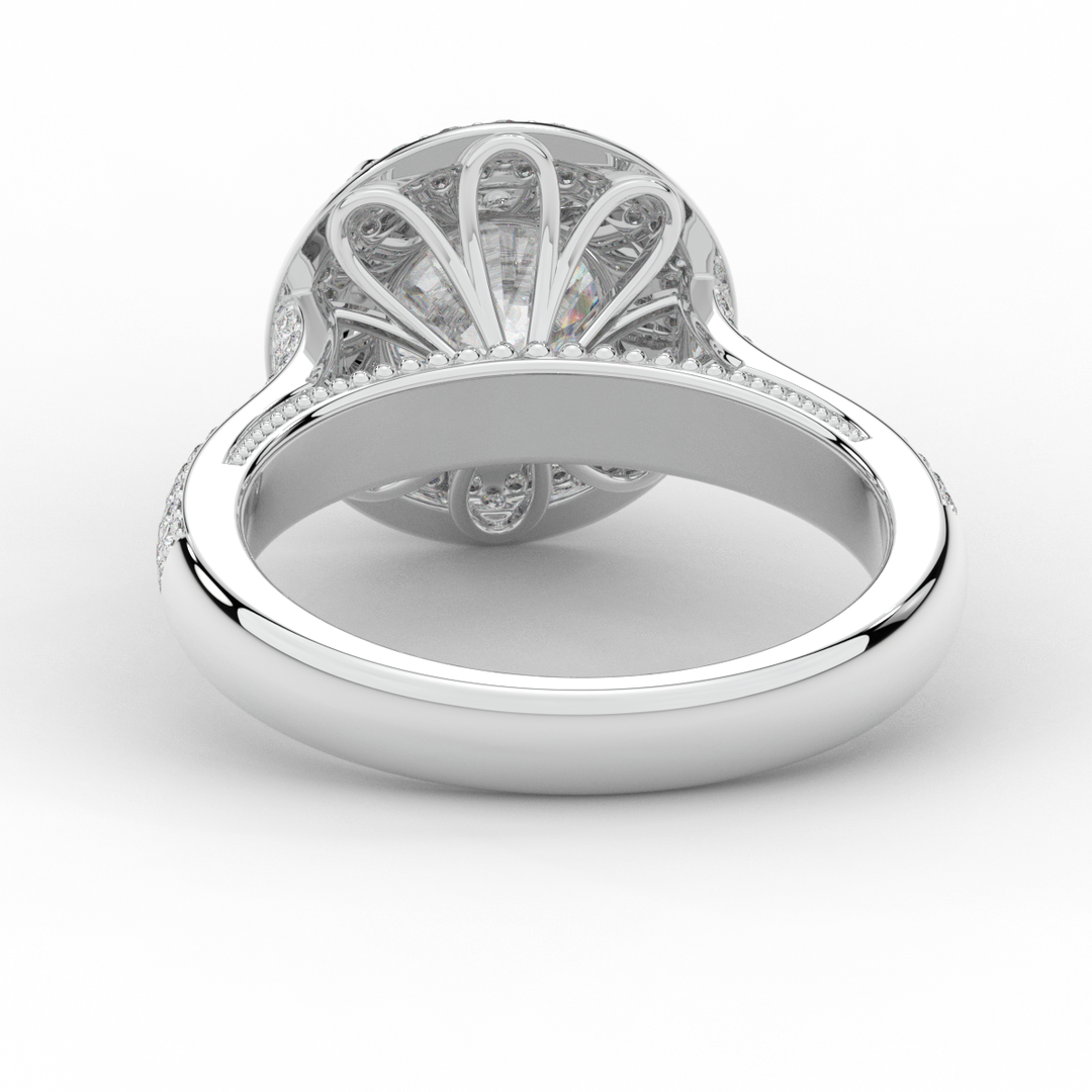 2.45CT.TW ROUND LAB DIAMOND HALO ENGAGEMENT RING - Nazarelle