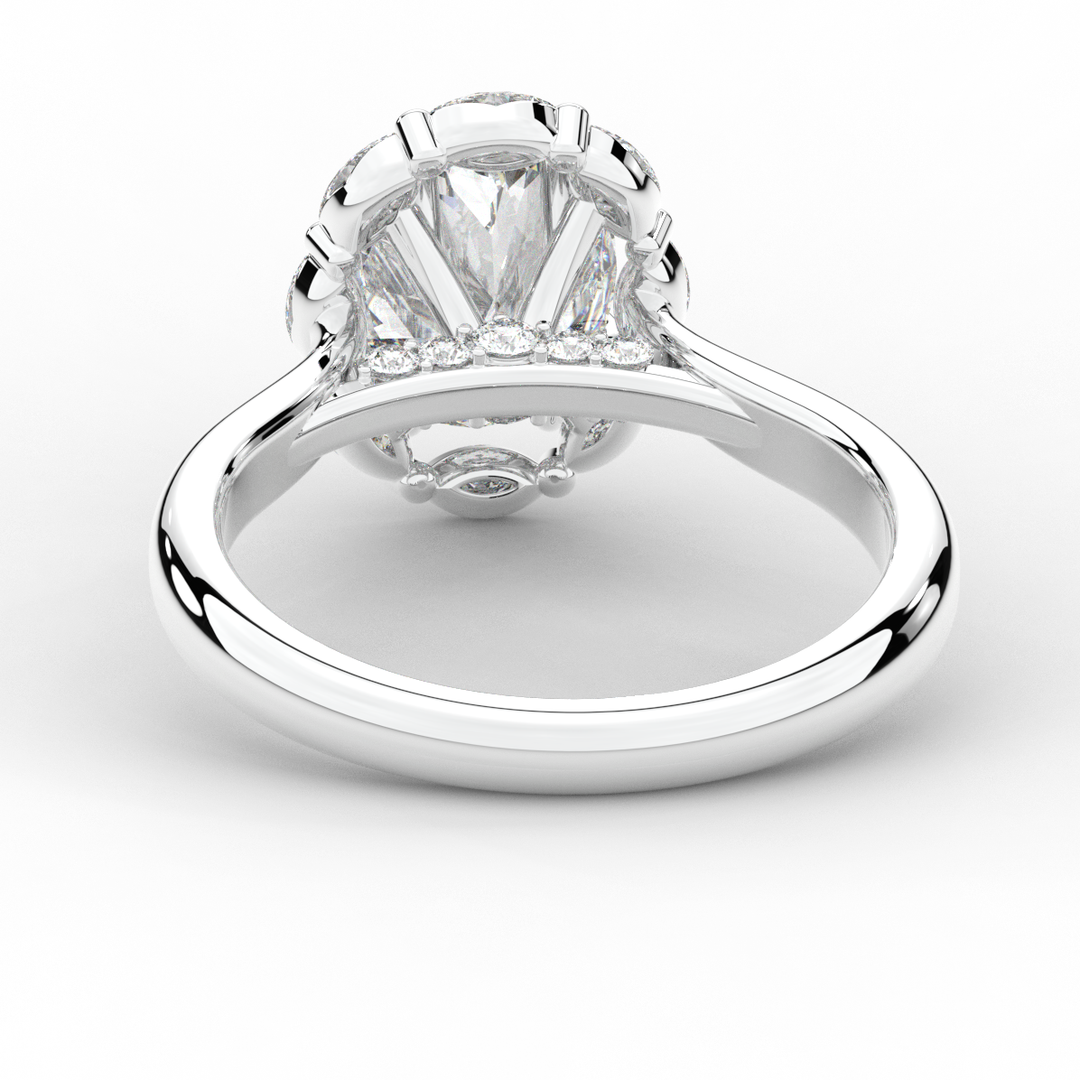 1.90CT.TW OVAL LAB DIAMOND HALO ENGAGEMENT RING - Nazarelle