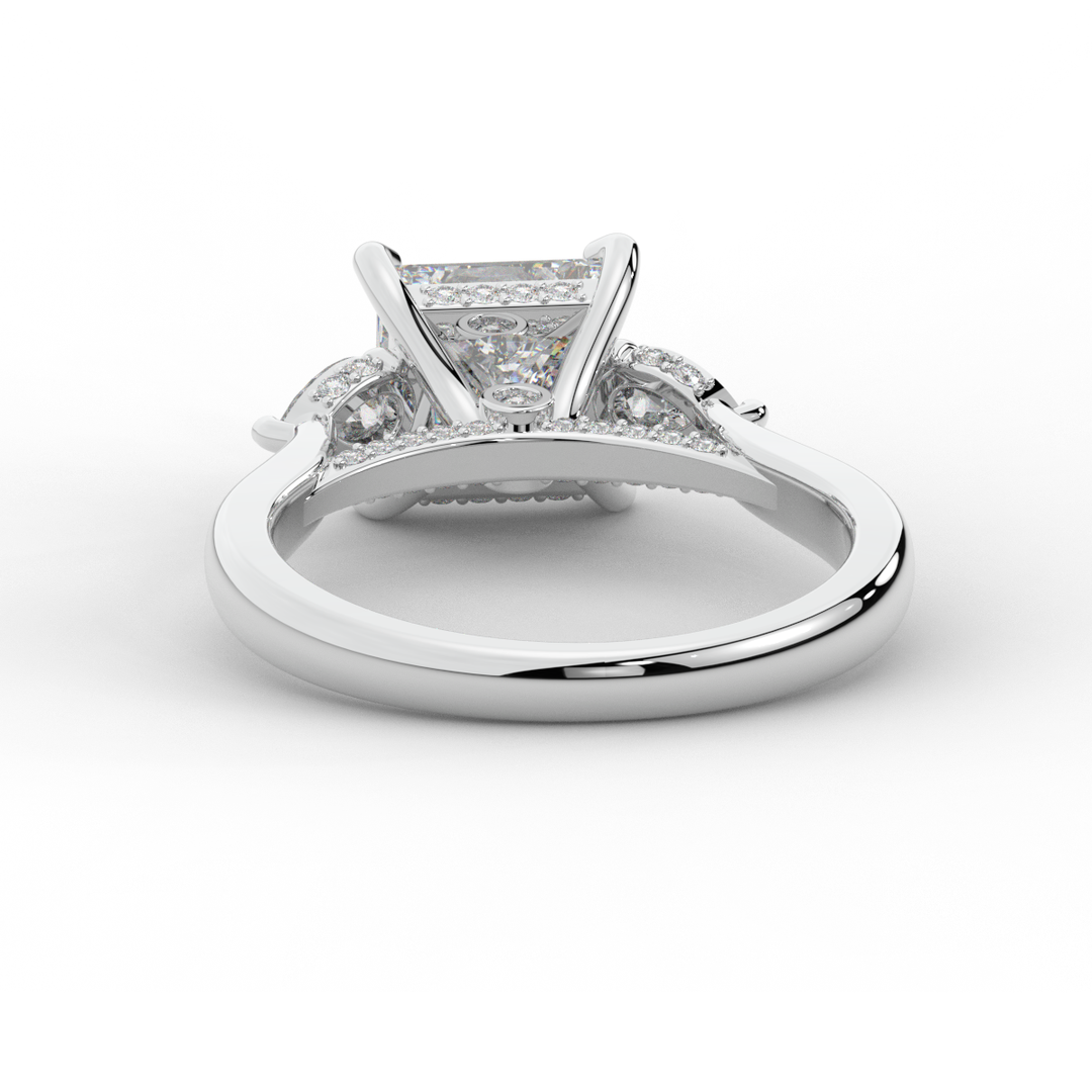 2.40CT.TW PRINCESS LAB DIAMOND 3 STONE ENGAGEMENT RING - Nazarelle