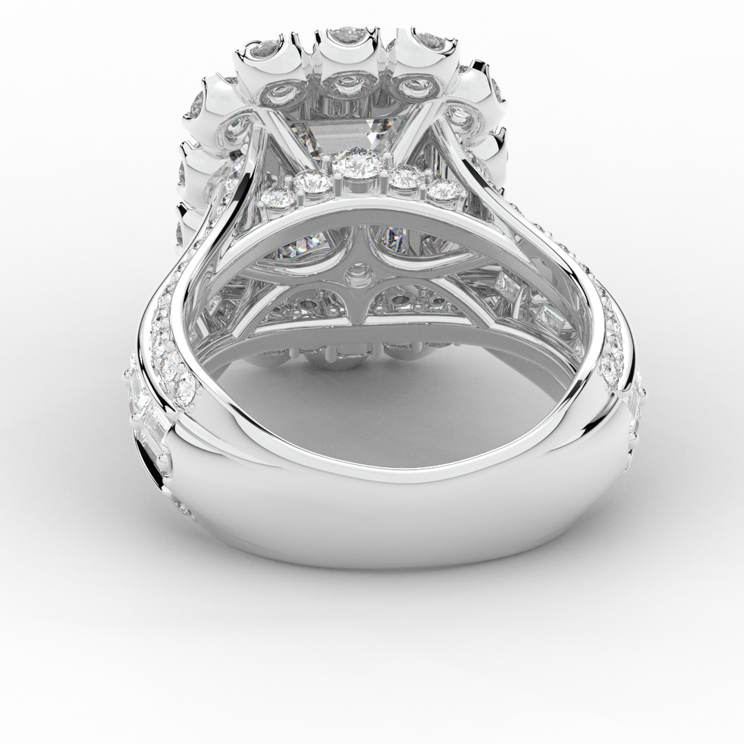8.00CT.TW EMERALD CUT LAB DIAMOND HALO ENGAGEMENT RING - Nazarelle