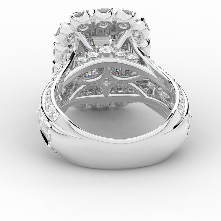8.00CT.TW EMERALD CUT LAB DIAMOND HALO ENGAGEMENT RING - Nazarelle