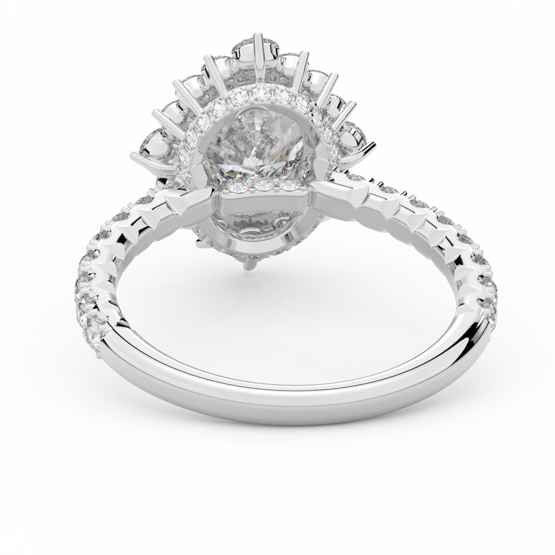 2.80CT.TW OVAL LAB DIAMOND HALO ENGAGEMENT RING - Nazarelle