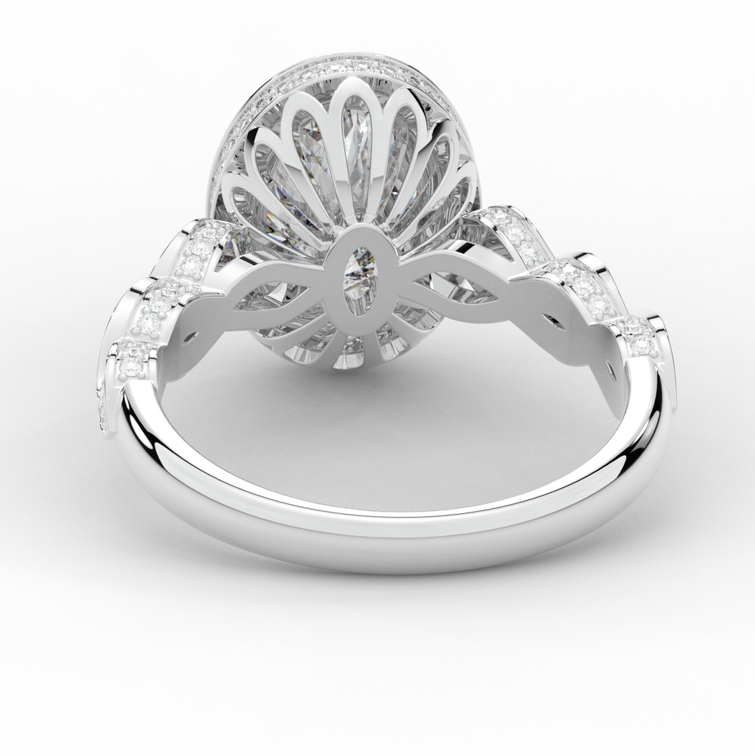 3.10CT.TW OVAL LAB DIAMOND HALO ENGAGEMENT RING - Nazarelle