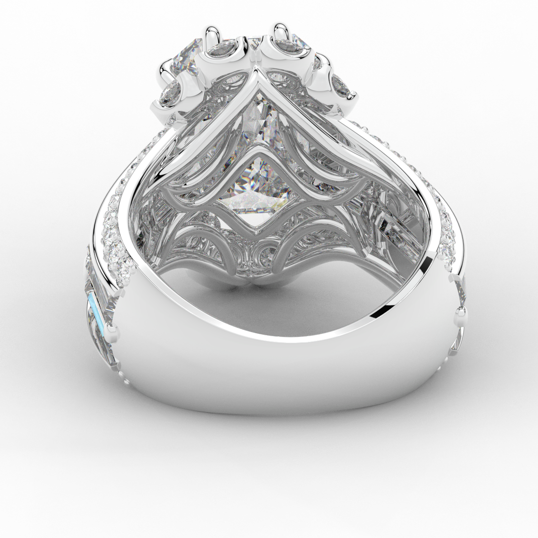 8.25CT.TW EMERALD CUT LAB DIAMOND HALO ENGAGEMENT RING - Nazarelle