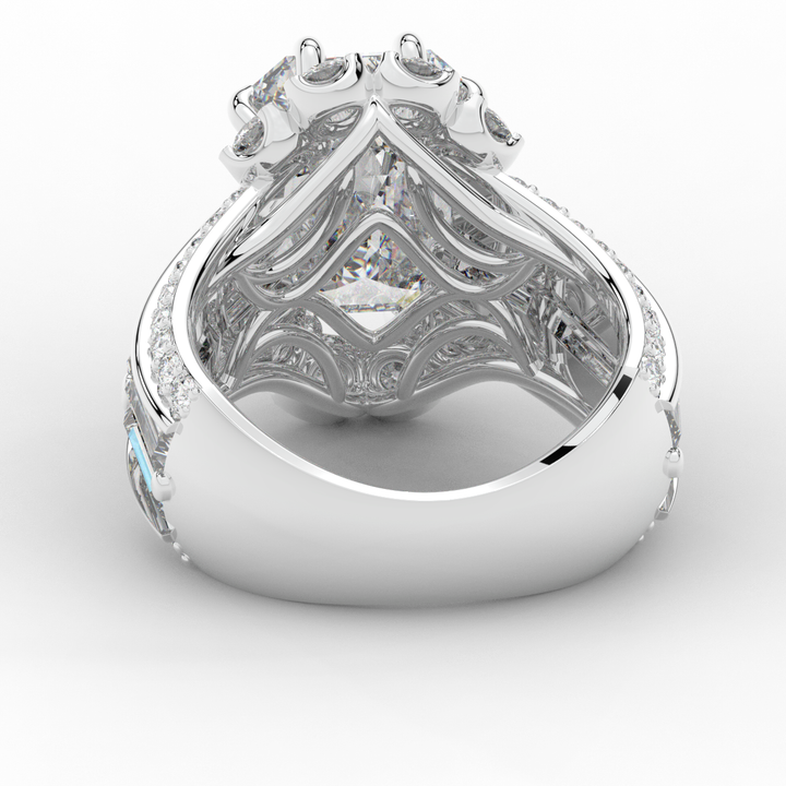 8.25CT.TW EMERALD CUT LAB DIAMOND HALO ENGAGEMENT RING - Nazarelle