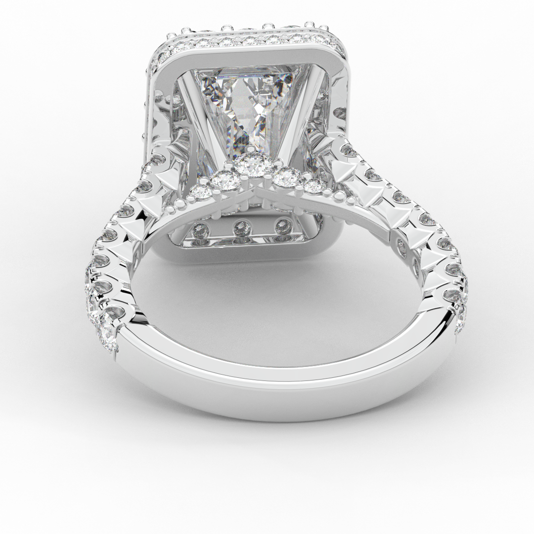 4.50CT.TW EMERALD CUT LAB DIAMOND HALO ENGAGEMENT RING - Nazarelle