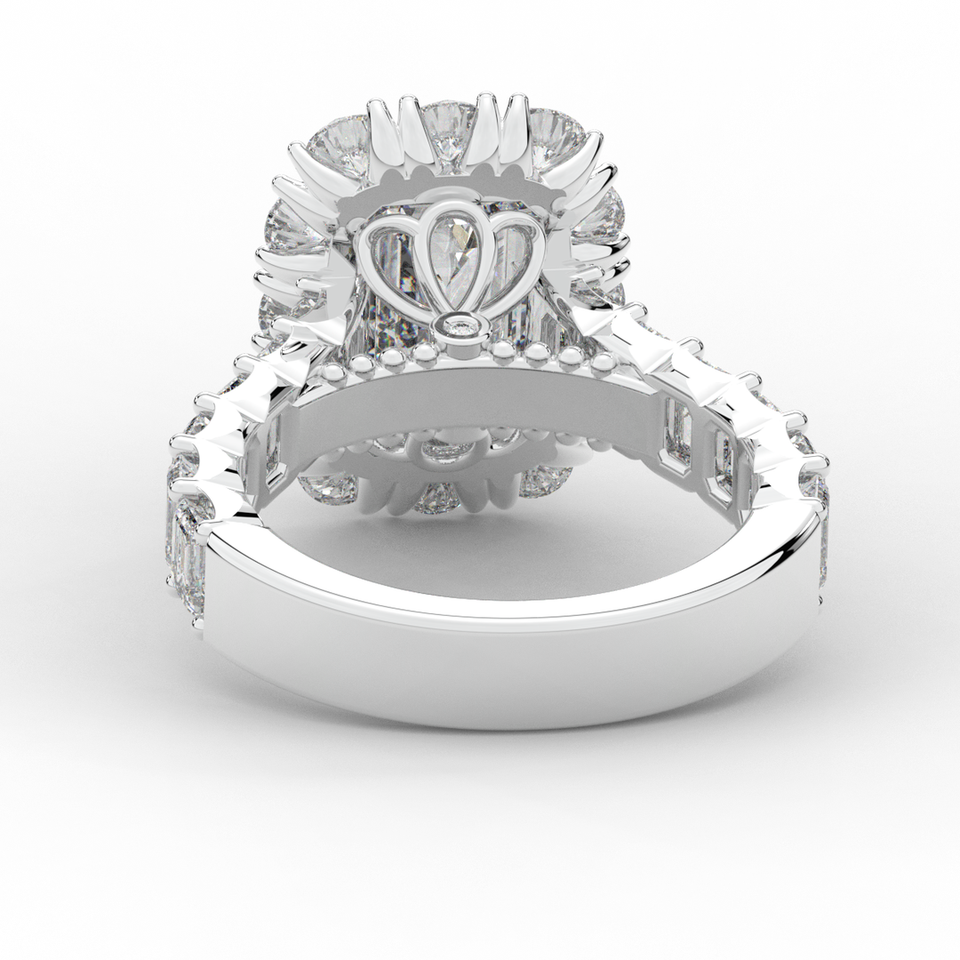 6.00CT.TW EMERALD CUT LAB DIAMOND HALO ENGAGEMENT RING - Nazarelle