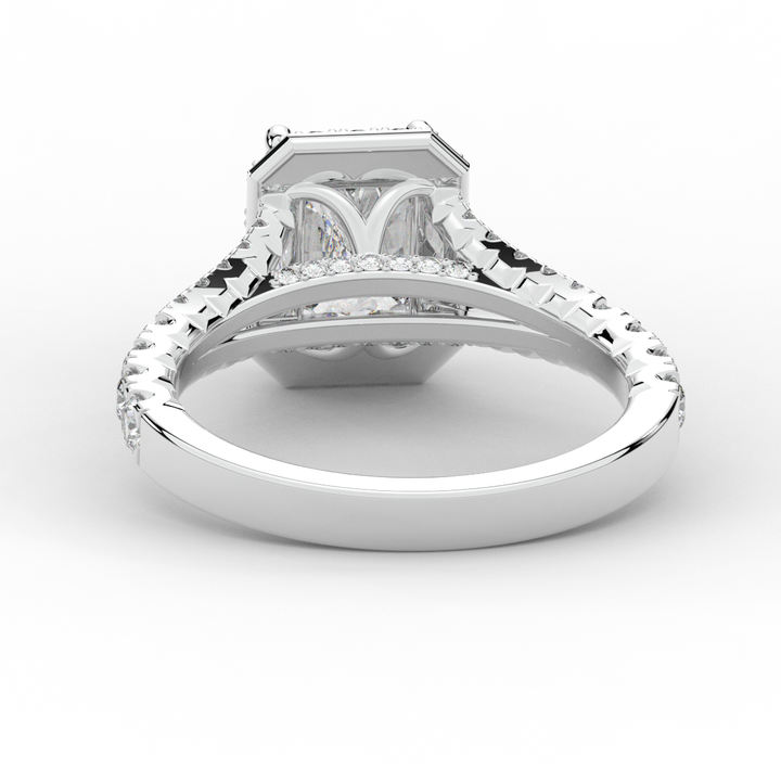 2.60CT.TW RADIANT LAB DIAMOND SPLIT SHANK HALO ENGAGEMENT RING - Nazarelle