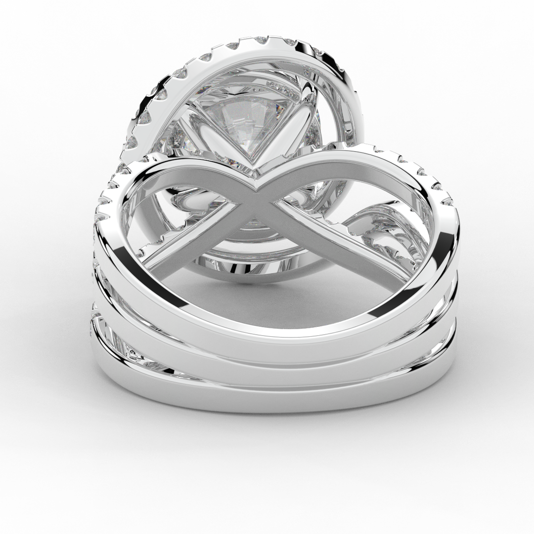 3.90CT.TW ROUND LAB DIAMOND TWIST HALO ENGAGEMENT RING - Nazarelle