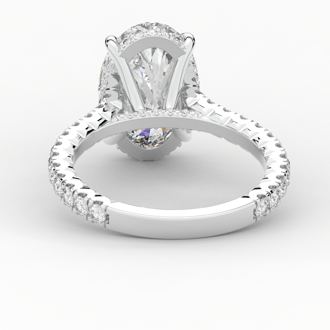 4.70CT.TW OVAL LAB DIAMOND UNDERHALO SOLITAIRE ENGAGEMENT RING - Nazarelle