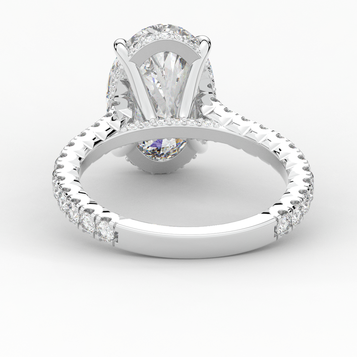 4.70CT.TW OVAL LAB DIAMOND UNDERHALO SOLITAIRE ENGAGEMENT RING - Nazarelle