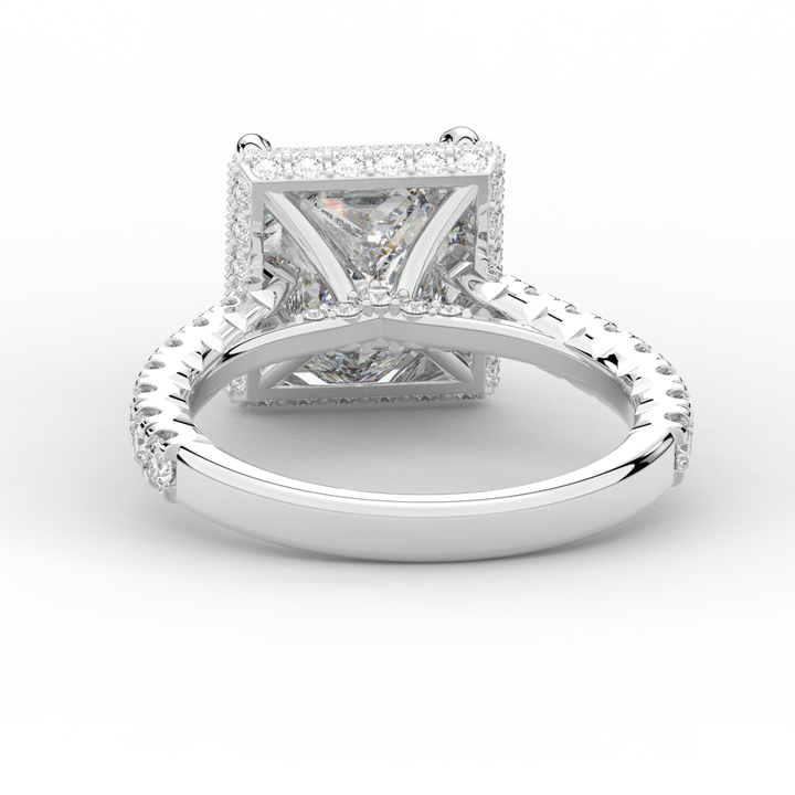 3.90CT.TW PRINCESS LAB DIAMOND HALO ENGAGEMENT RING - Nazarelle