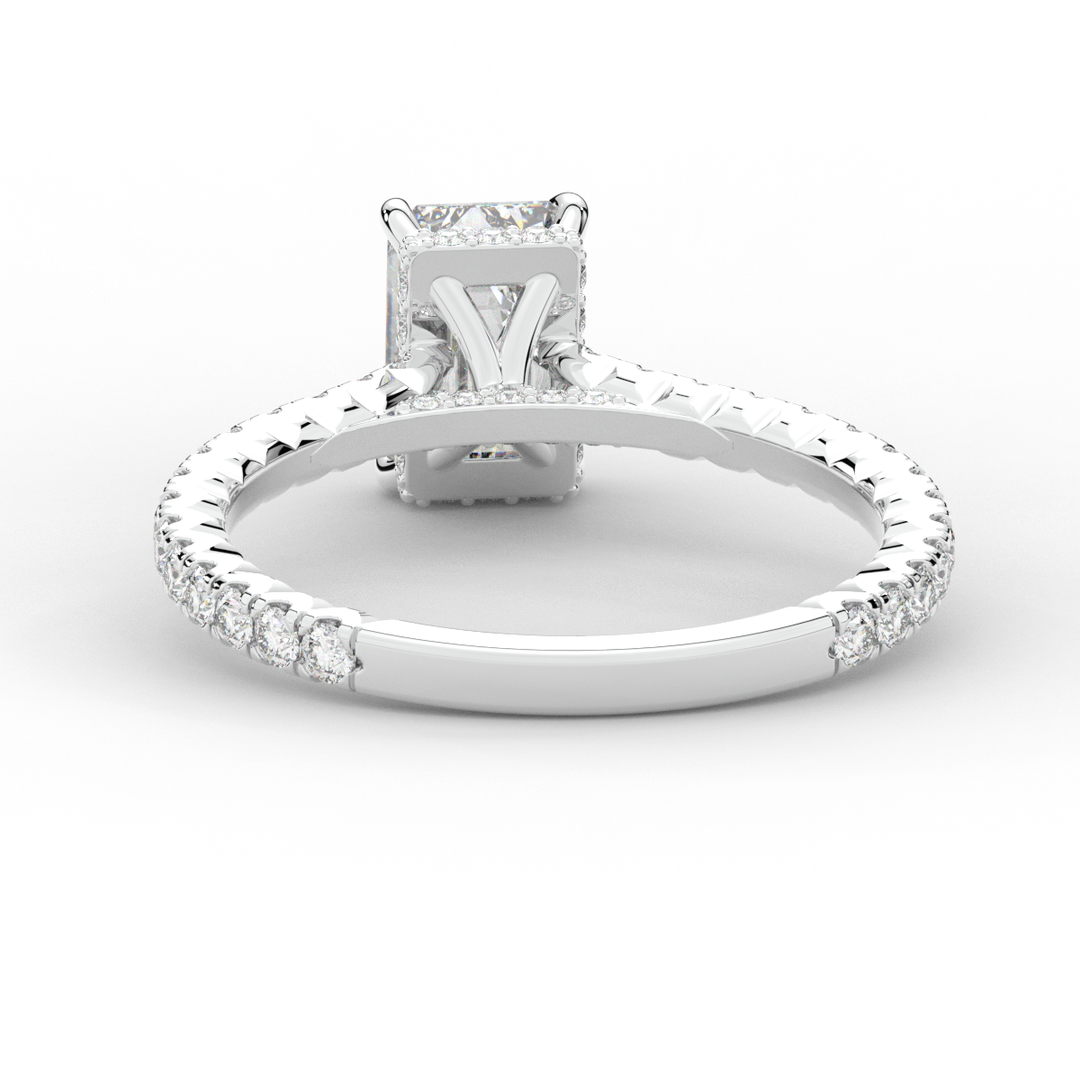 2.10CT.TW EMERALD CUT LAB DIAMOND UNDERHALO SOLITAIRE ENGAGEMENT RING - Nazarelle