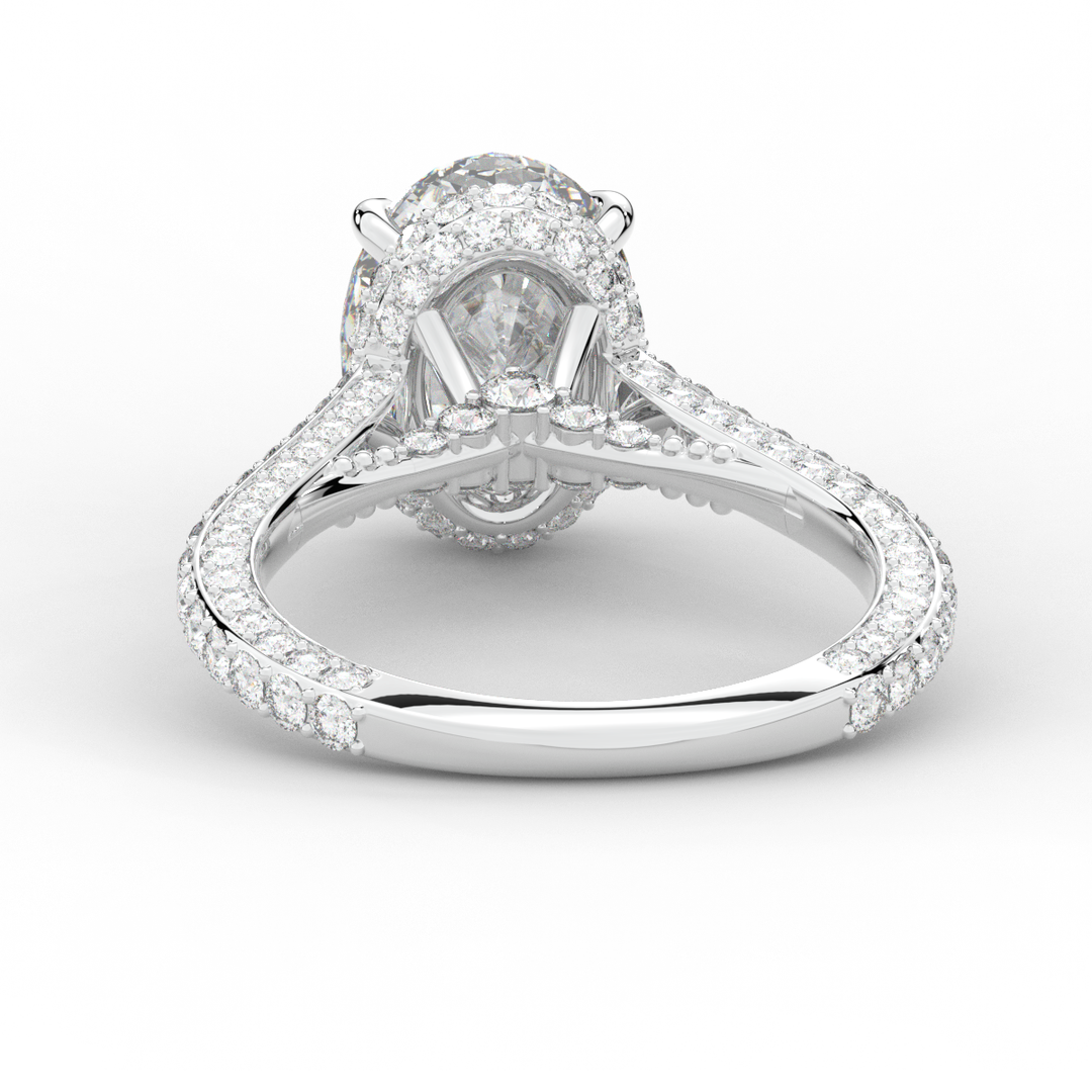 4.00CT.TW OVAL LAB DIAMOND UNDERHALO SOLITAIRE ENGAGEMENT RING - Nazarelle