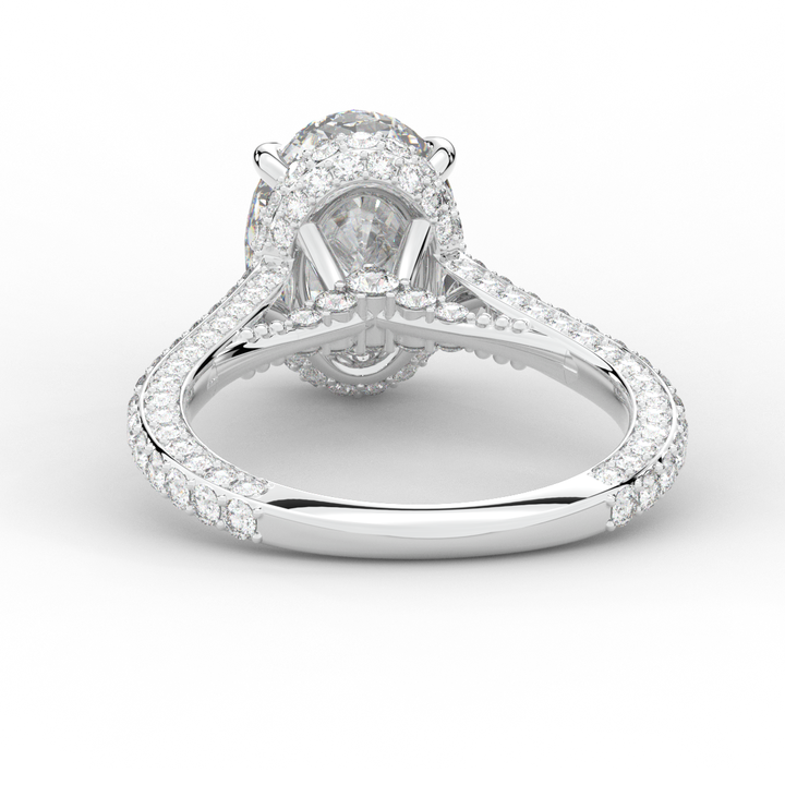 4.00CT.TW OVAL LAB DIAMOND UNDERHALO SOLITAIRE ENGAGEMENT RING - Nazarelle