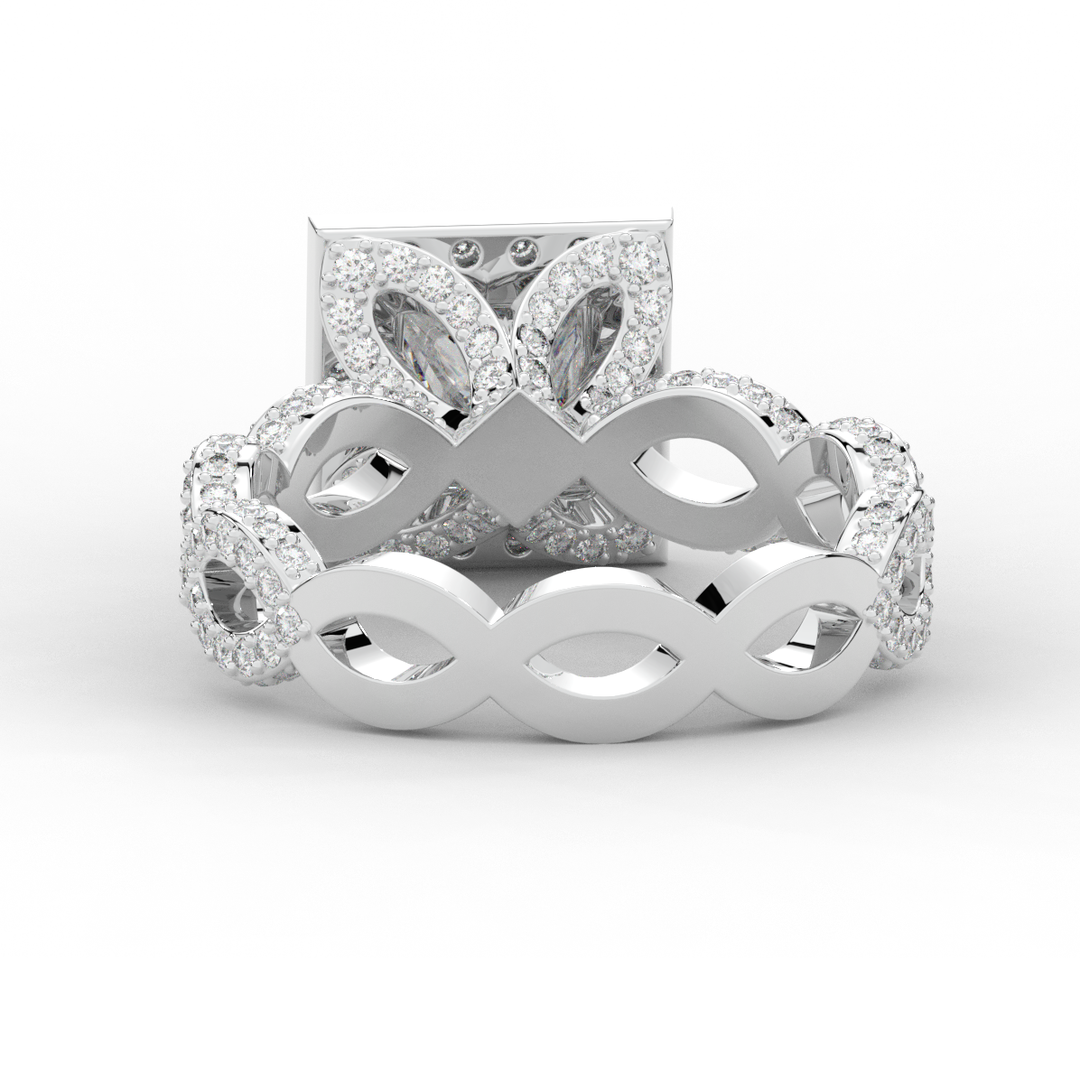 2.40CT.TW PRINCESS LAB DIAMOND HALO ENGAGEMENT RING - Nazarelle