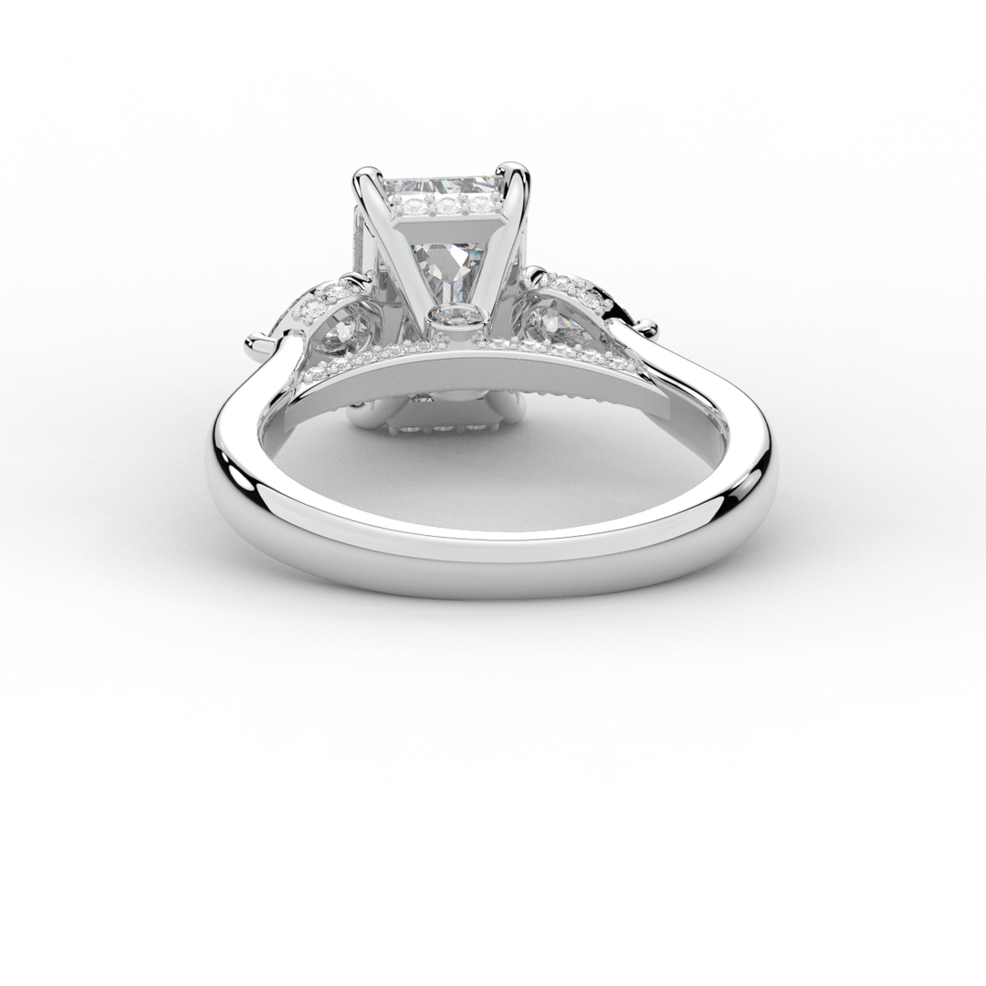 2.40CT.TW EMERALD CUT LAB DIAMOND 3 STONE ENGAGEMENT RING - Nazarelle