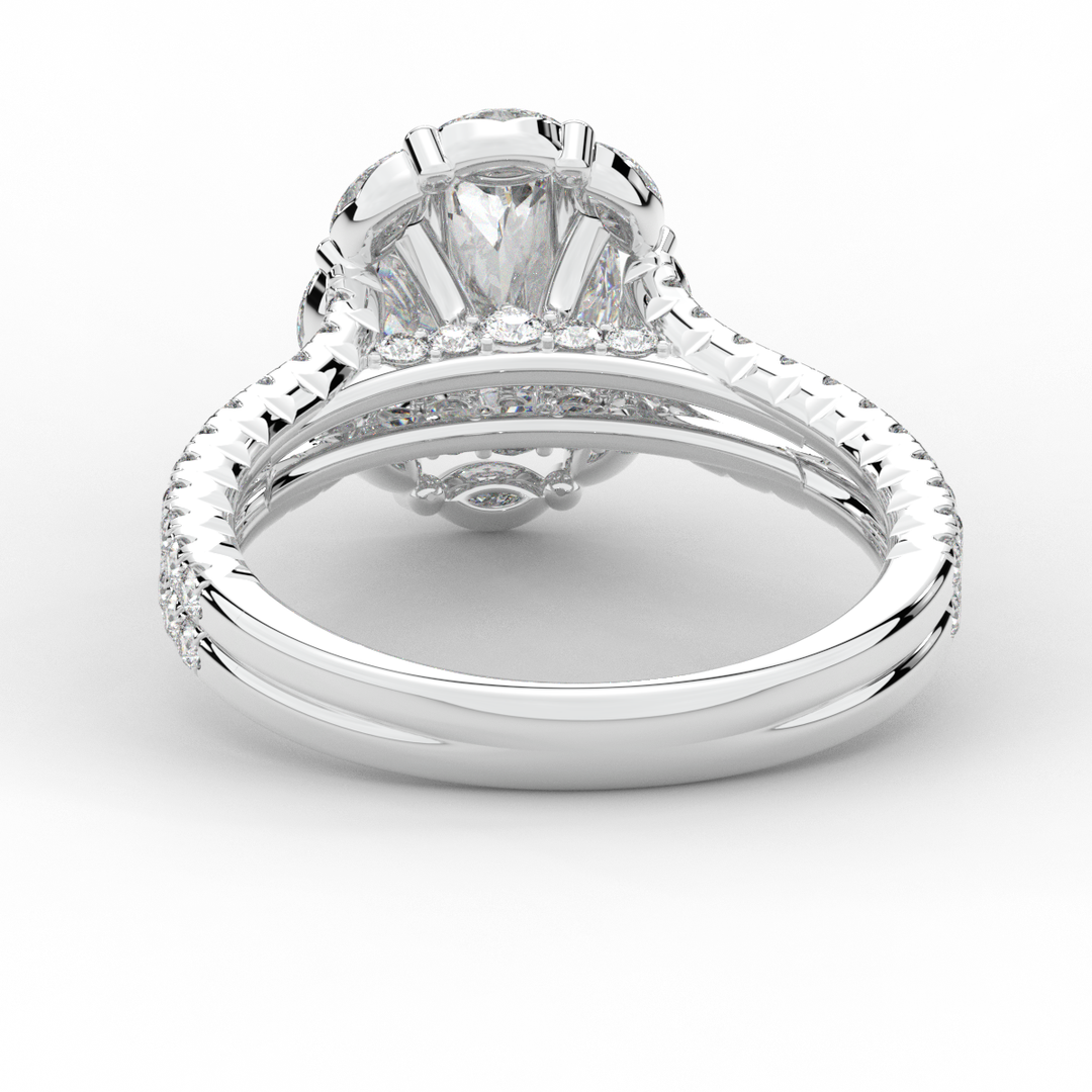 2.30CT.TW OVAL LAB DIAMOND HALO SPLIT SHANK ENGAGEMENT RING - Nazarelle